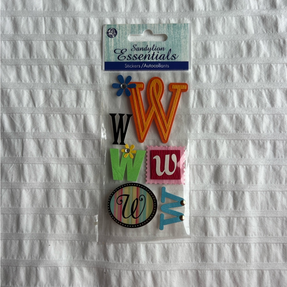 NWT VTG Sandylion Essentials Monogram W Dimensional Sticker Set